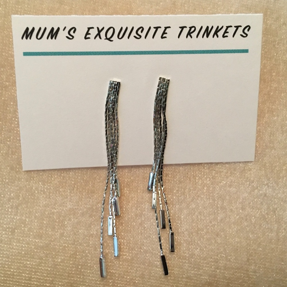 Silver Fancy Multi-Strand Post Dangle Earrings